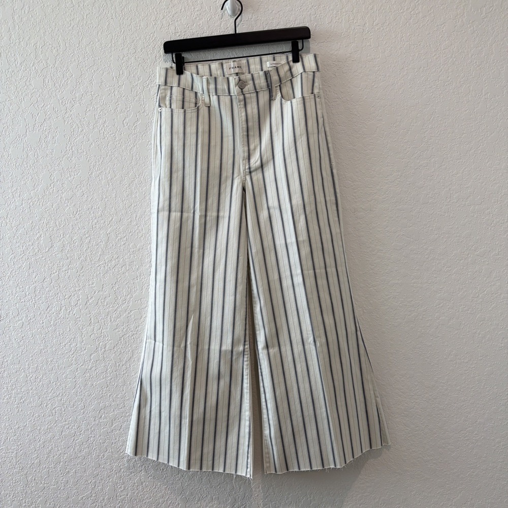 Frame NWT Le Palazzo Striped Crop High Rise Wide Leg 70s Inspired Size 30